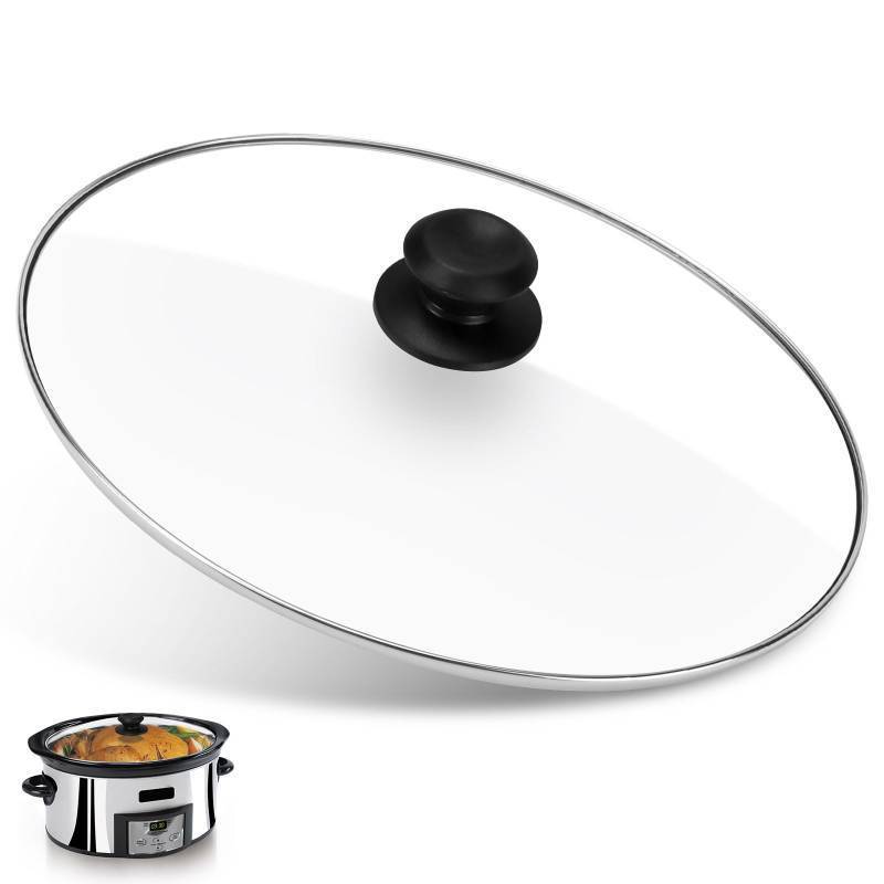 lot 49640 image: Oval 8 Quart Slow Cooker Glass Lid Fit for Crock Pot 8 Q Slow Cooker and Fit for Hamilton Beach 8q Glass Pot Lid, Slow Cooker Pot Lid Replacement Part, 1 Pack - Retail $24