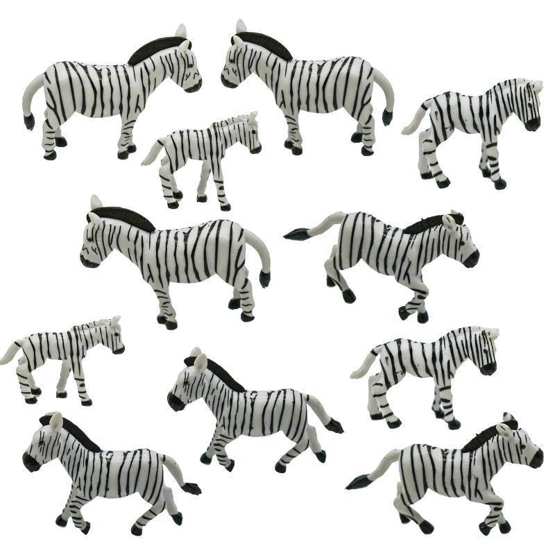 lot 33022 image: Pinenjoy 12Pcs Miniature Zebra Figurines Mini Safari Jungle Animals Figures Plastic Cake Toppers for DIY Fairy Garden Micro Landscape Bonsai Craft Party Home Decors - Retail $10