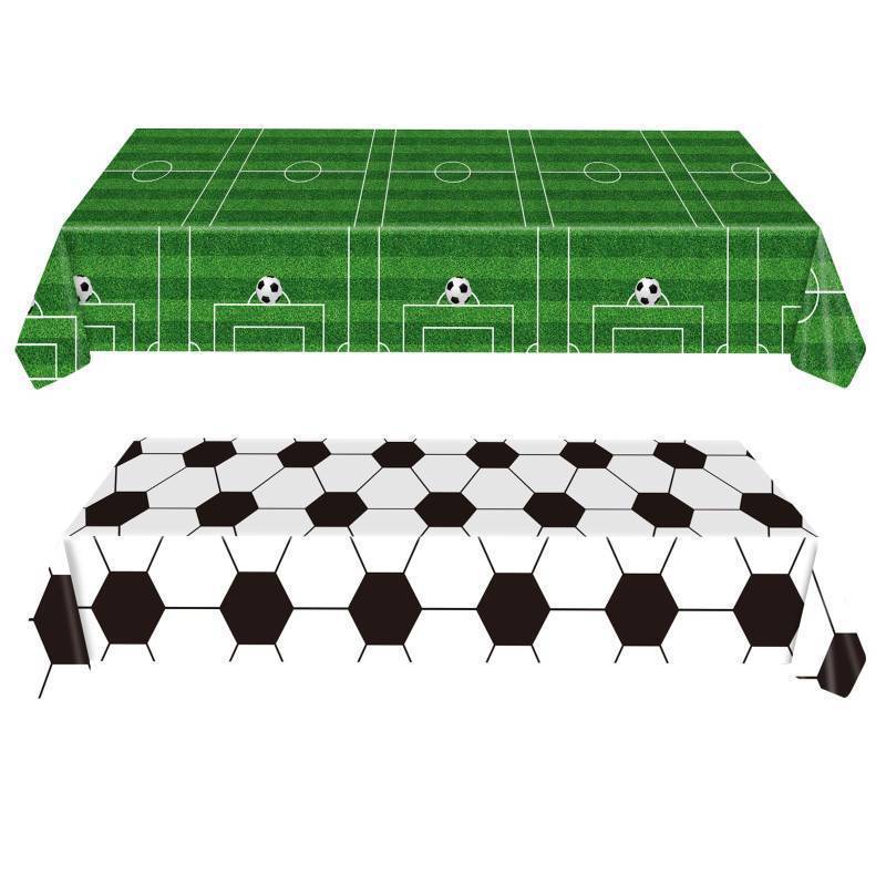 lot 26763 image: 2 Pieces Soccer Tablecloths - Soccer Birthday Party Decorations Soccer Table Cloth Soccer Tablecloth Plastic Table Cover for Sports Soccer Theme Party Decorations, 54 x 108 Inch - Retail $9