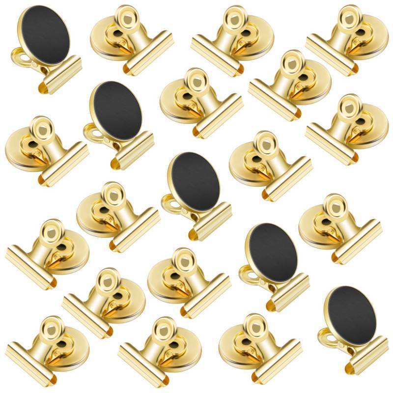 lot 49964 image: VNDUEEY 10 Pack Fridge Magnets Refrigerator Magnets, Magnetic Clips for Whiteboard, Magnet Clips Heavy Duty, Clip with Magnet for Locker, Magnetic Paper Clip for Home, Office, School, Teaching (Gold) - Retail $12