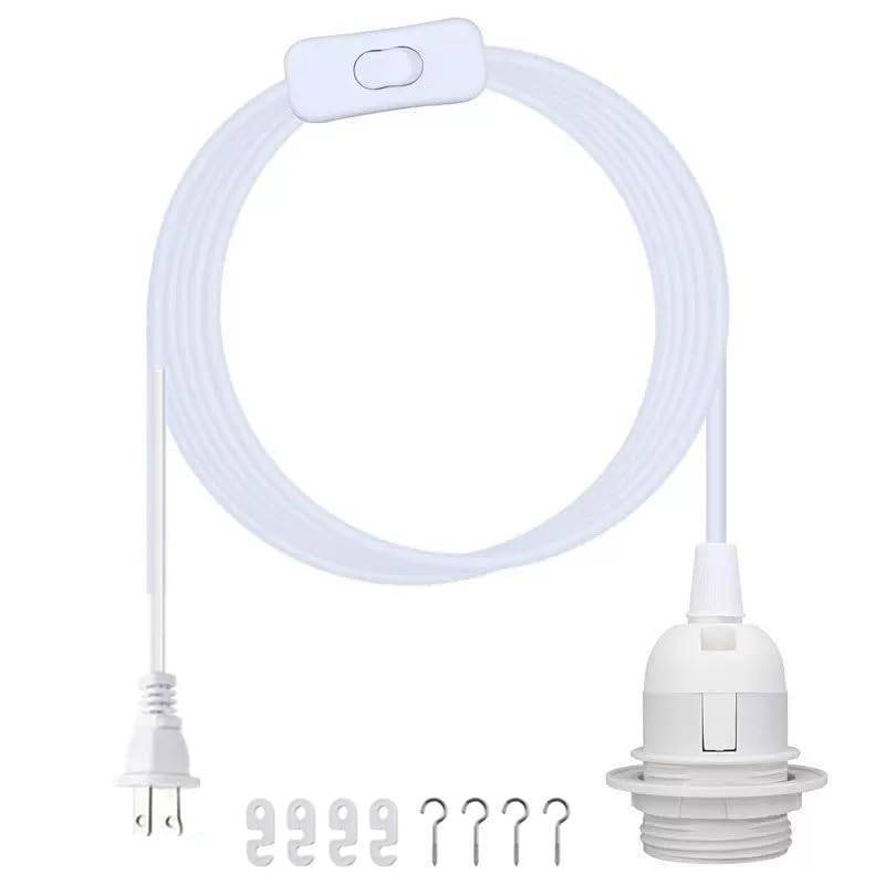 lot 40190 image: 16FT Plug in Pendant Light Cord, Lamp Kit with E26E27 Light Socket, Hanging Lamp Plug in, Safe & Sturdy, Easy Install, Perfect for DIY Projects, Light Bulb Socket, Lamp Cord - Retail $9