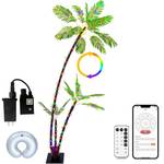SOSHOT 7FT Lighted Artificial Palm Tree with Three Trunks and 242 LED Lights with Remote Control and App Waterproof for Tiki Bars, Patios,Beaches,Yards Pool, Cruise Party-Warm White to Multicolor