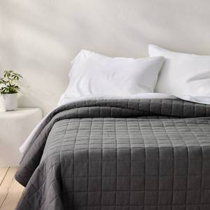 lot 2403 image: FullQueen Heavyweight Linen Blend Quilt Dark Gray - Casaluna Rayon & Cotton, OEKO-TEX Certified, Machine Washable - Retail $119