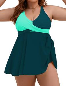 lot 2433 image: Edelqual Plus Size Tankini Swimsuits for Women Two Piece Tummy Control Bathing Suit Swim Dress Swimwear Full Coverage Swimdresses with High Waist Shorts (4XL)&nbsp