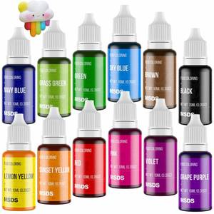 lot 2436 image: 12 Color Cake Food Coloring Set, Nomeca Food Grade Vibrant Food Color Liquid Dye Tasteless for Baking, Icing, Easter Egg, Fondant, Cooking, Slime Making DIY Supplies Kit - .35 Fl. Oz (10 ml) Bottles&nbsp