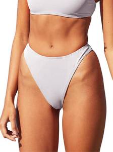 lot 2445 image: Mstaad Women Ruched Back Cheeky Bikini Bottom Brazilian Sexy High Cut Swim Bottom High Rise Bathing Suit Bottom White Size M&nbsp