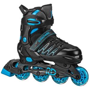 lot 2460 image: Roller Derby Custom Adult In-Fit Skates - BlueBlack 7-10 Adjustable, Padded Boot Shaft - Retail $50