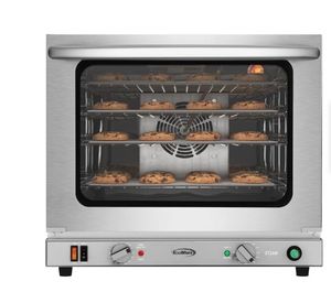 lot 2497 image: 23 in. Countertop Convection Oven for Half-Size Pans with 4 Racks 2800W of Power and Steam Injection, 240V in Stainless-Steel (KM-CTCO-23STI) - Retail $685