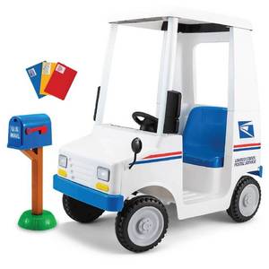 lot 2499 image: Flybar USPS Electric Ride-On Truck Powered Toy for Ages 3-5, 60lb Capacity - Retail $270