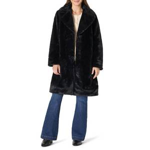 lot 2505 image: Amazon Essentials Womens Relaxed-Fit Long Faux Fur Coat with Lapel Collar, Black, Large - Retail $60