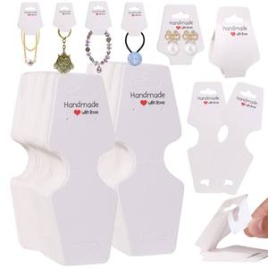 lot 2520 image: 200PCS Bracelet Display Cards Necklace Holder Cards Self Adhesive Jewelry Packaging Selling Card for Small Business (White, 1.8x4.7 inches)&nbsp