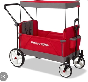 lot 2521 image: Radio Flyer Convertible Stroll N Wagon with Canopy - Retail $180