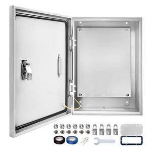 lot 2534 image: Outdoor Electrical Box 20 x 12 x 10D NEMA 4X Enclosure Steel Box, Waterproof & Dustproof OutdoorIndoor Lockable Electrical Junction Box, with Mounting Plate - Retail $87