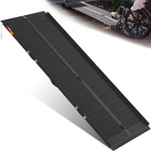 lot 2556 image: VNN Portable Wheelchair Ramp 8FT, Black Seamless Non-Slip Aluminum Ramps for Wheelchairs for Home, Handicap Wheelchair Ramps for Home Steps, Aluminum Loading Dock Plates - Retail $400