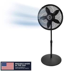 lot 2560 image: Lasko Cyclone 18  Adjustable Large Room Pedestal Fan  3 Speeds  54.5  H  Black  1823  New