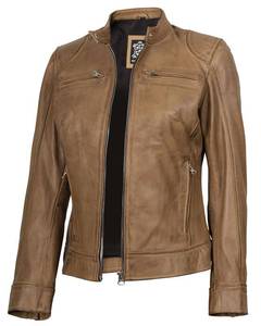 lot 2567 image: Blingsoul Real Lambskin Natural Grain Womens Leather Jacket  1326826 Dodge Camel, 2XL - Retail $189