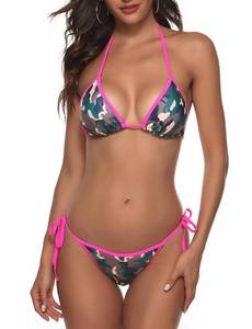 lot 2580 image: Women Two Piece Bikini Swimsuit Sexy Bathing Suits Halter Triangle Tops String Bikini Sets Camo S&nbsp