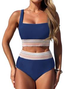 lot 2583 image: ZAFUL Women High Waisted Bikini Tummy Control Swimsuits Two Piece Swim Suits for Women 2025 Sporty Bathing Suit Swimwear Navy Blue Medium&nbsp