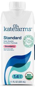 lot 3534 image: KATE FARMS Organic 1.4 High Calorie Nutrition Shake, Strawberry, 20g Protein, 27 Vitamins and Minerals, Meal Replacement, 11 oz (4 Pack)