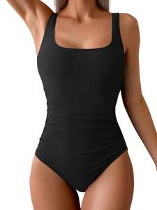 lot 3546 image: B2prity One Piece Swimsuit for Women Tummy Control Ruched Bathing Suit Slimming Color Block Swimwear Medium  - Retail $37