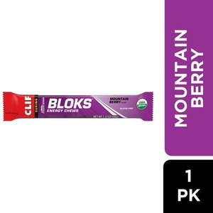 lot 3549 image: Pack of 10 CLIF BLOKS - Mountain Berry Flavor - Energy Chews - Non-GMO - Plant Based - Fast Fuel for Cycling and Running - Quick Carbohydrates and Electrolytes - 2.12 oz. - Retail $56