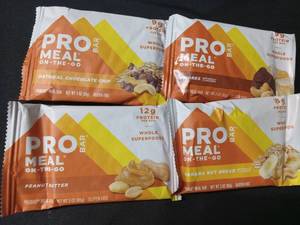 lot 3574 image: PROBAR Meal On-The-Go Protein Bars Mixed Flavors Pack 4 Count  - Retail $12