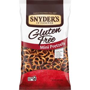 lot 3585 image: Pack of 2 SNYDERS OF HANOVER, GLUTEN FREE MINI PRETZELS 8 OZ