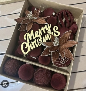 lot 3598 image: 38 Piece Christmas Tree Ornament Set with Decorative Flowers and Baubles - Retail $15