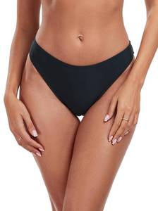 lot 3614 image: Colloyes Womens Swim Bottoms High Cut Mid Waisted Bikini Bottoms Moderate Coverage Bathing Suit Bottoms Black Size Small - Retail $15