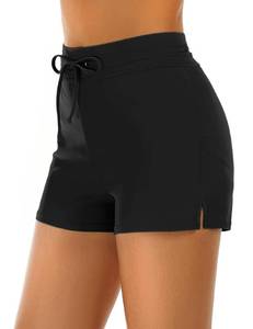 lot 3654 image: Tournesol Womens Swim Shorts High Waisted Bathing Suit Bottoms Tummy Control Swimsuit Tankini Boy Shorts Black XL - Retail $20