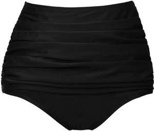lot 3692 image: COCOPEAR Womens High Waisted Full Coverage Bikini Bottom Ruched Bathing Suit Bottoms for Women Tummy Control Swim Bottoms Black XL - Retail $18