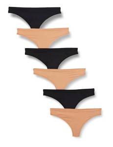 lot 3709 image: Amazon Essentials Womens Microfibre Underwear (Hipster & Thong, Available in Plus Size), Pack of 6, BlackWashed Bronze, 12 - Retail $13