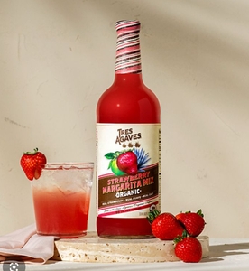 lot 3710 image: 12 Pack Tres Agaves Organic Strawberry Margarita Mix 33.8 Oz Each