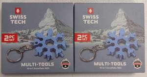 lot 254 image: Swiss Tech 18-in-1 Snowflake Multi-Tool Keychain Set