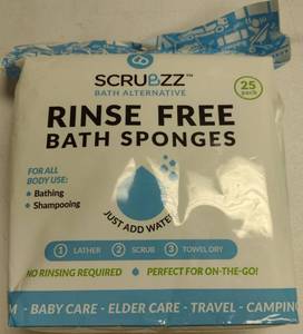 lot 255 image: Triumph Hosiery Scrubzz Rinse-Free Bath Sponges - Disposable Bathing S