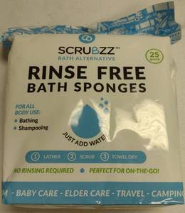 lot 262 image: ScrubZZ Rinse Free Bath Sponges 25 Pack
