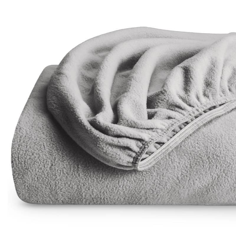 lot 27011 image: Bare Home Super Soft Fleece Fitted Sheet - Twin Size - Extra Plush Polar Fleece, No-Pilling - Deep Pocket - All Season Cozy Warmth (Twin, Light Grey) - Retail $27
