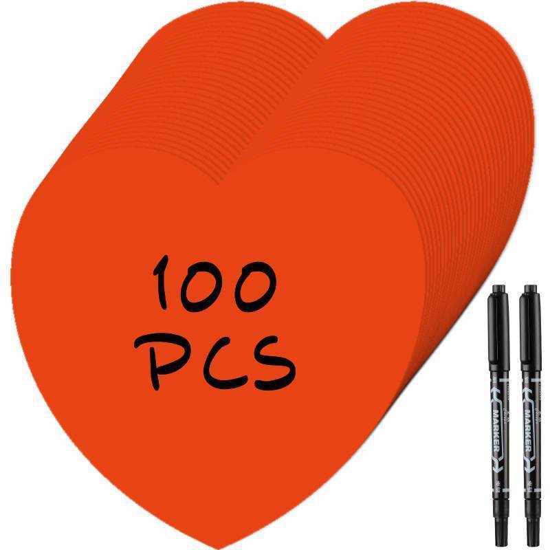 lot 33214 image: Qilery 100 Pcs 6 Inch Large Heart Cutouts with 2 Pcs Marker Pens Valentines Day Paper Cutouts Heart Bulletin Board Decoration Hearts Shaped Die Cut for Office DIY Craft Projects(Red) - Retail $15