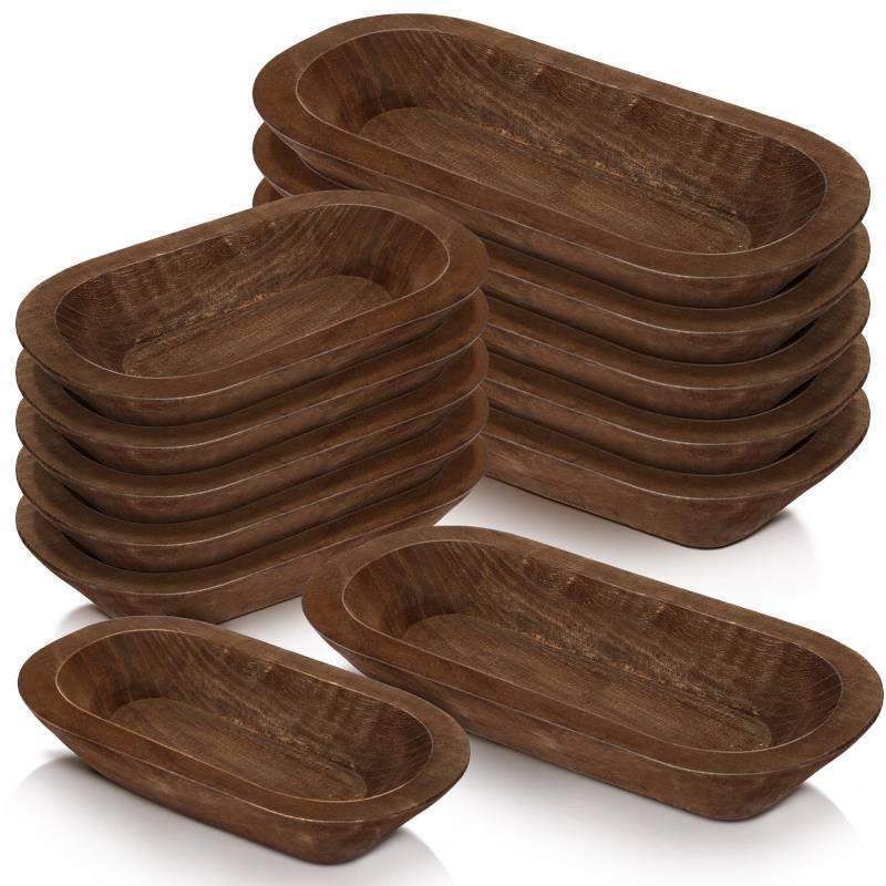 lot 45500 image: Nuogo 8 Pack Wooden Dough Bowls Bulk Rustic Dough Bowls for Wedding DIY Candle Home Crafts Making Farmhouse Fruits Supplies Decoration (12.58.5 Inches,Brown) - Retail $63