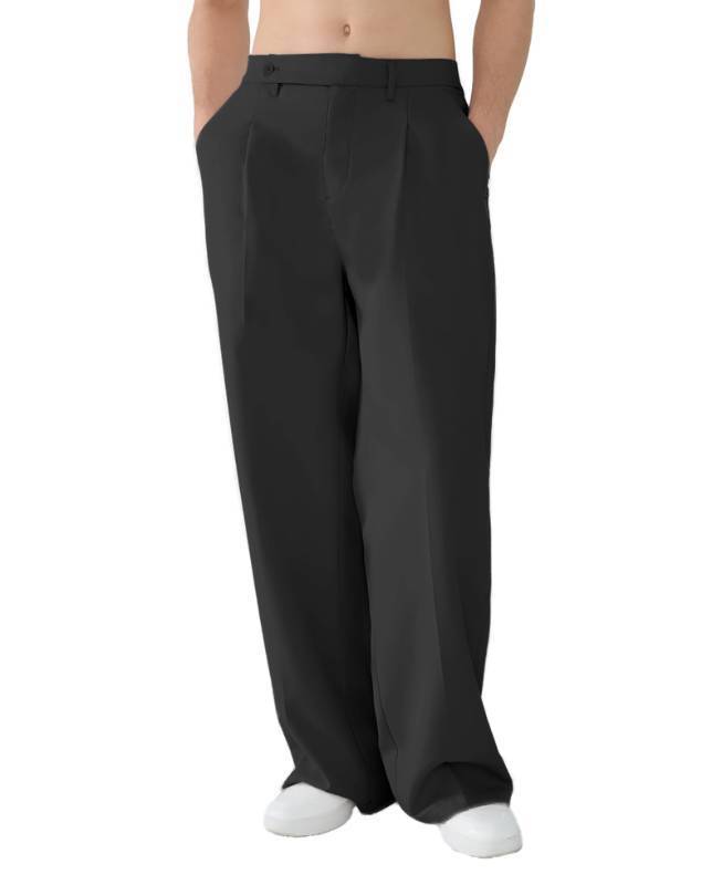 lot 45554 image: Susclude Baggy Dress Pants Men Black Pleated Wide Leg Pants Mens Casual Slacks Relaxed Fit Lightweight Work Pants for Men - Retail $30