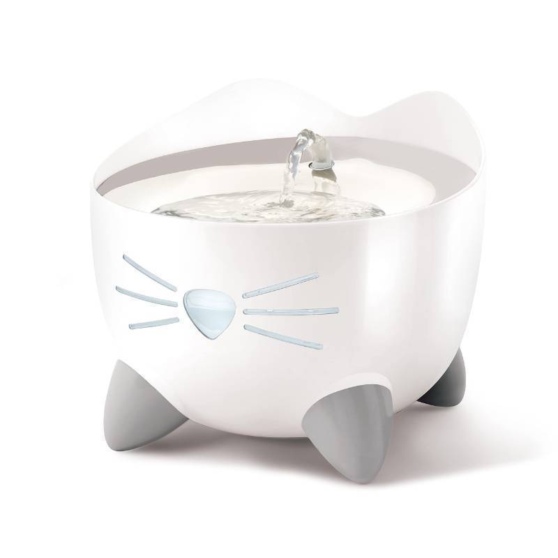 lot 50207 image: Catit PIXI Drinking Fountain Cat Water Fountain with Triple Filter and Ergonomic Drinking Options, Stainless Steel Previously owned - Retail $50