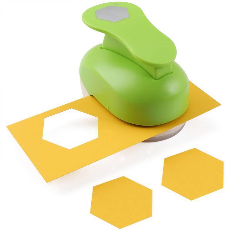 lot 58947 image: LOONENG 2 Inch Hexagon Punch - Handmade Scrapbook Craft Hole Puncher - Ideal for a Wide Range of Paper Crafts, Including Scrapbooking, Card Making, Gift Tags, Invitations - Retail $14