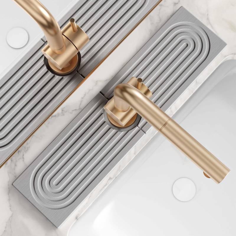 lot 58955 image: Eormoe Kitchen Sink Faucet Mat - 15.7in Diatomite Sink Protectors for Kitchen Sink, Stone Sink Splash Guard for Kitchen Counter Sink Accessories (Grey, 15.7 x 3.9) - Retail $12