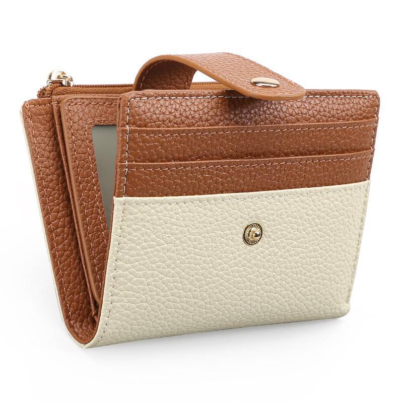 lot 58981 image: GOIACII Small Womens Wallet Cute Credit Card Holder RFID Blocking Leather Billfold Beige Brown - Retail $13