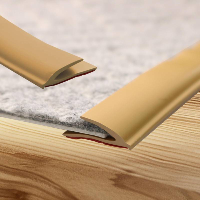 lot 50955 image: New Upgrade Floor Transition Strip, Self Adhesive Rubber Rug Gripper Tape Carpet Edge Trim Strip, Wood Tile Laminate Transition Cover Doorway Gap for Threshold Height Less Than 6mm (Brown, 6.6ft) - Retail $14
