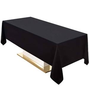 lot 43480 image: Surmente Black Tablecloth 60 x 120-inch Rectangular Polyester Table Cloth for Weddings, Banquets, or Restaurants - Retail $16