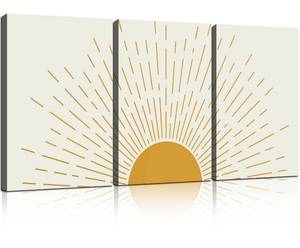 lot 45881 image: Minimalist Line Bohemian Style Canvas Wall Art Modern Abstract Sunrise Poster Print Home Gallery Decorative Painting Suitable for Bedroom Living Room Office 12x16 inch Ready to Hang - Retail $22