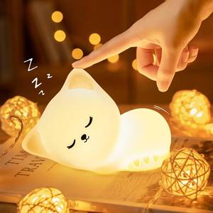 lot 45895 image: Night Light for Kids,16 Colors Cat Lamp Cute Lamp,Dimmable Baby Night Lights for Nursery,Silicone Rechargeable Nightlight for Kids Room,Kawaii Room Decor,Cat Themed Gifts,Valentines Day Gifts for Kids - Retail $14