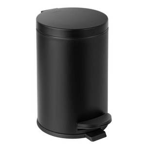 lot 45897 image: Cesun 1.2 Gallons Small Black Trash Can, Bathroom Garbage Can with Lid and Foot Pedal, Mini Round Wastebasket for Bathroom, Bedroom, Office, 4.5 Liters  1.2 Gallons, Matte Black - Retail $27