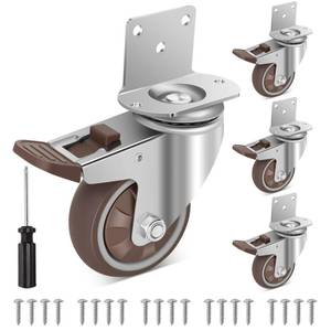 lot 45908 image: W B D WEIBIDA 3 Inch Side Mount Casters Wheels, L-Shaped Casters Set of 4, 360 Degree Swivel No Noise Casters, Heavy Duty Locking Furniture Casters Wheels for Workbench, Baby Beds, Cabinets, Tables - Retail $33